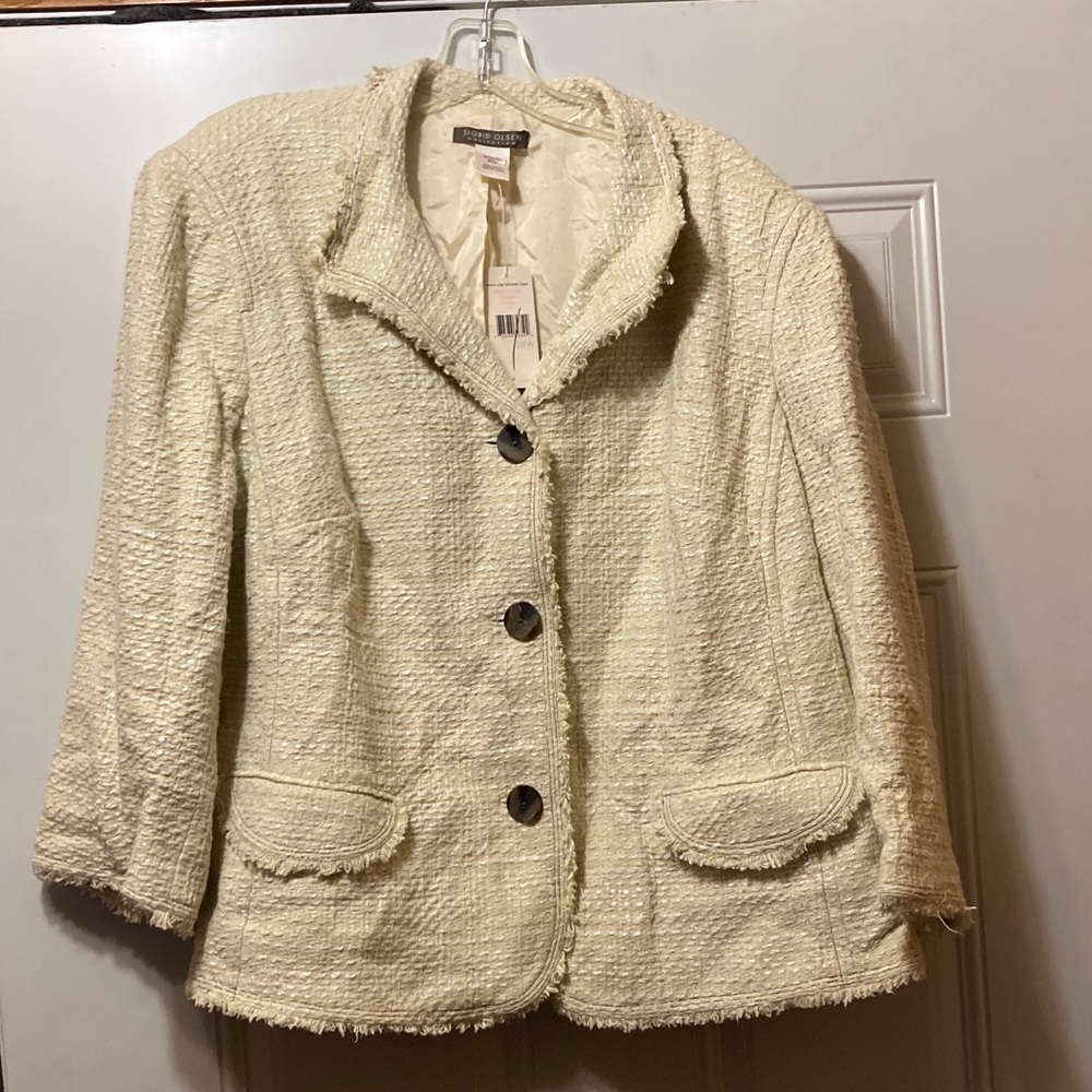 Sigrid Olsen Cream Textured Blazer 20W NWT